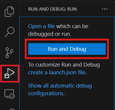 Run application using VS Code run button